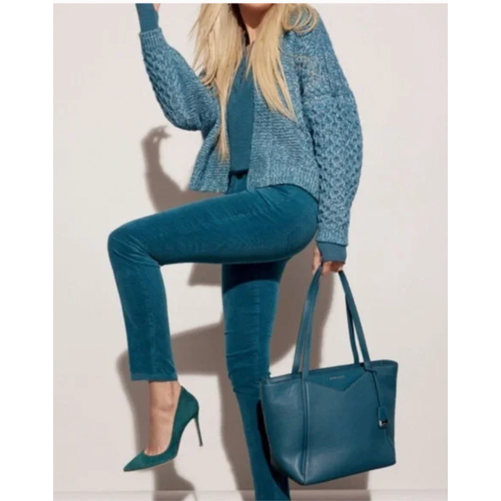 CABI Moroccan Blue High-Rise Waist Skinny Leg Corduroy Pants NWT